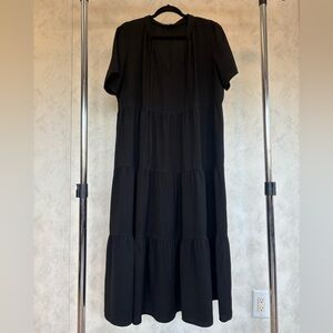 Lulu's Classic Black Tiered Midi Dress